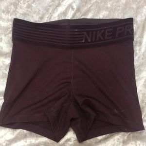 Maroon Nike Pro Shorts